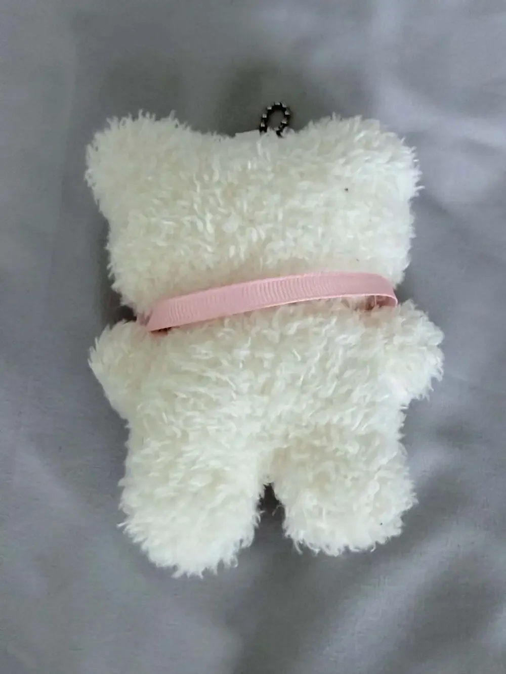 Cute White Bear Plush Keychain 3 Inch Pink Bag Charm